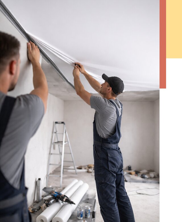 Монтаж матового натяжного потолка в Ленинске-Кузнецком от 4599 руб./м² — быстро и недорого | ОТДЕЛОЧНИК-Лнн