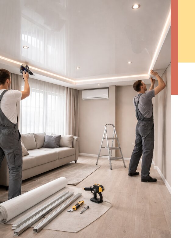 Монтаж глянцевого натяжного потолка в Ленинске-Кузнецком от 767 руб. под ключ | ОТДЕЛОЧНИК-Лнн