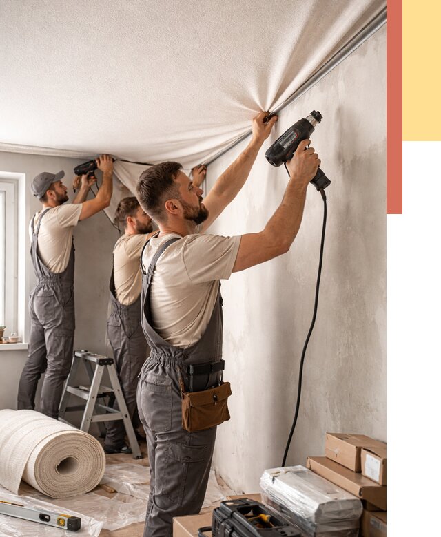 Монтаж фактурного натяжного потолка в Ленинске-Кузнецком от 767 руб. — ОТДЕЛОЧНИК-Лнн