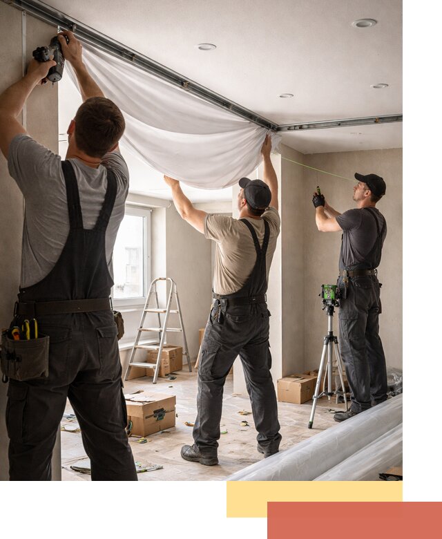 Монтаж парящего натяжного потолка под ключ в Ленинске-Кузнецком