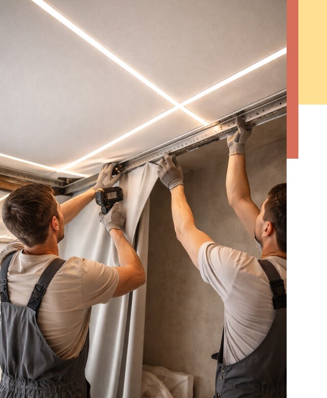 Монтаж натяжного потолка со световыми линиями в Ленинске-Кузнецком от 1227 руб. | ОТДЕЛОЧНИК-Лнн