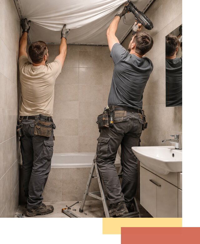 Монтаж натяжного потолка в ванной в Ленинске-Кузнецком быстро и качественно