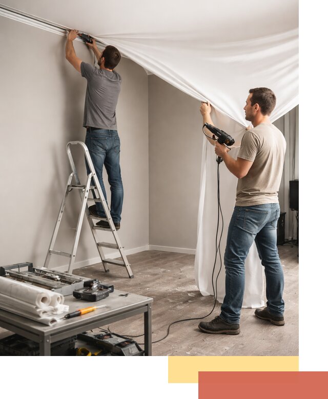 Монтаж натяжного потолка в студии в Ленинске-Кузнецком