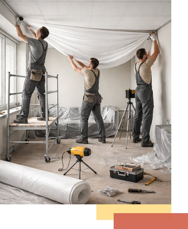 Монтаж натяжного потолка в офисе в Ленинске-Кузнецком