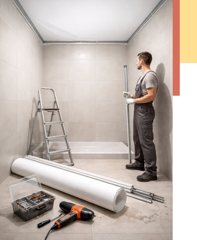 Монтаж натяжного потолка в санузле в Ленинске-Кузнецком от 1891 руб. — ОТДЕЛОЧНИК-Лнн