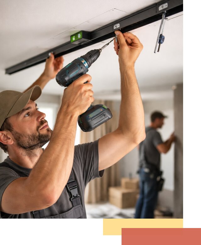 Установка трековых светильников в натяжной потолок в Ленинске-Кузнецком