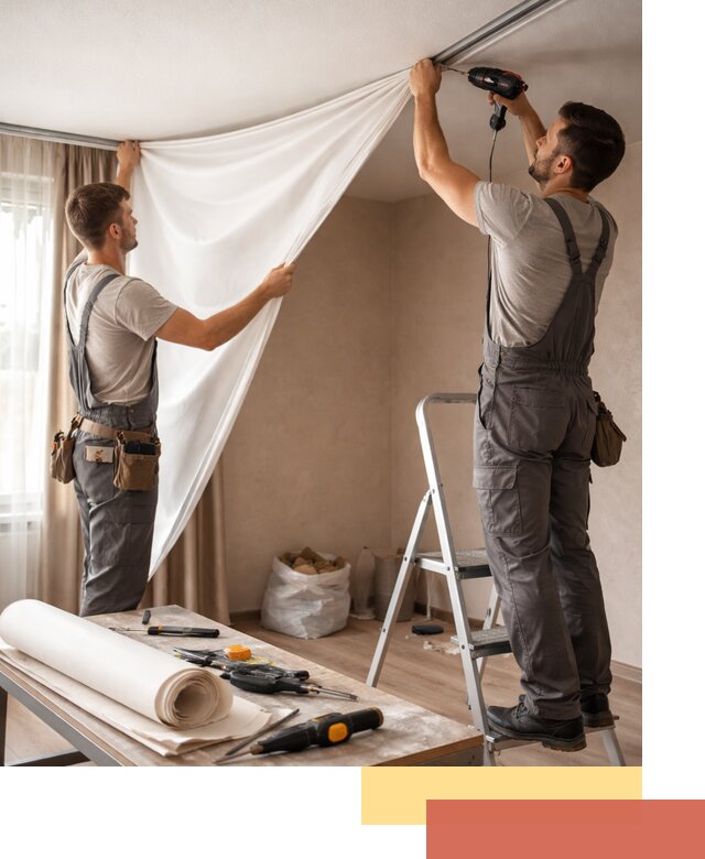 Замена полотна натяжного потолка в Ленинске-Кузнецком быстро и качественно