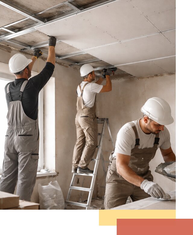 Одноуровневый потолок из гипсокартона в Ленинске-Кузнецком — монтаж и отделка