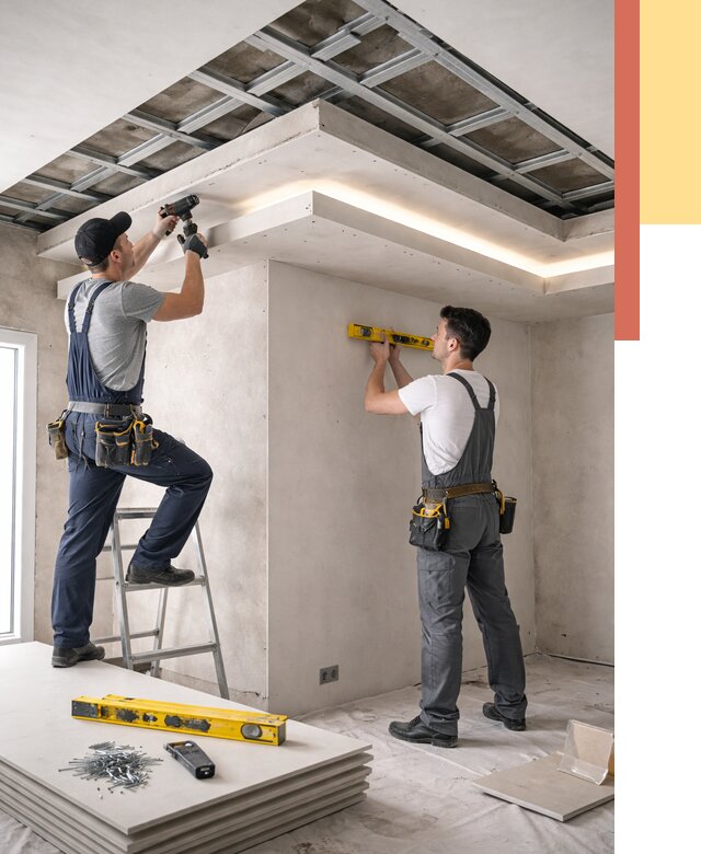 Двухуровневый потолок из гипсокартона в Ленинске-Кузнецком от 1482 руб. под ключ | ОТДЕЛОЧНИК-Лнн