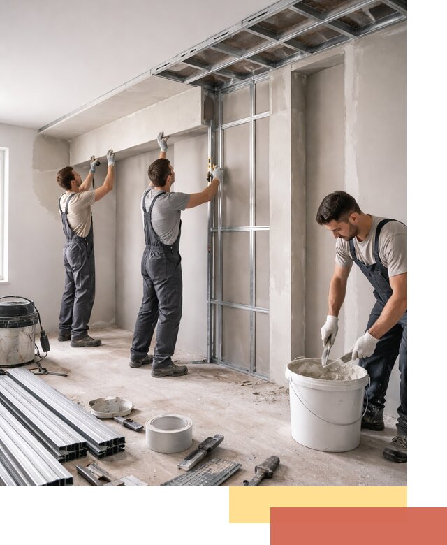 Монтаж потолка из гипсокартона с нишей в Ленинске-Кузнецком