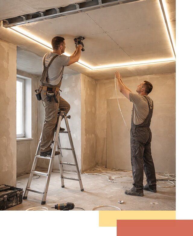 Потолок из гипсокартона с подсветкой в Ленинске-Кузнецком