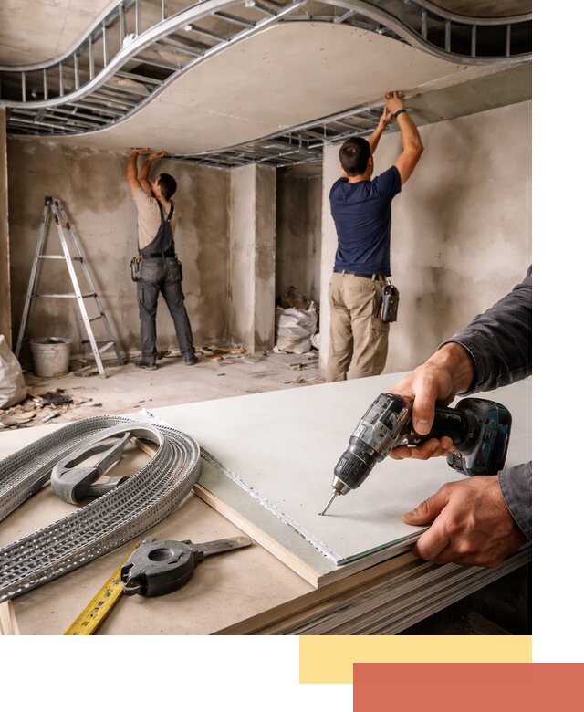 Криволинейный потолок из гипсокартона в Ленинске-Кузнецком — монтаж и отделка