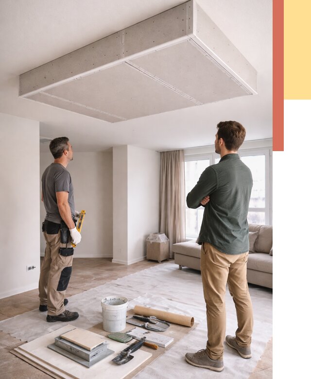 Короб на потолке из гипсокартона в Ленинске-Кузнецком от 2249 руб. — монтаж и услуги под ключ | ОТДЕЛОЧНИК-Лнн