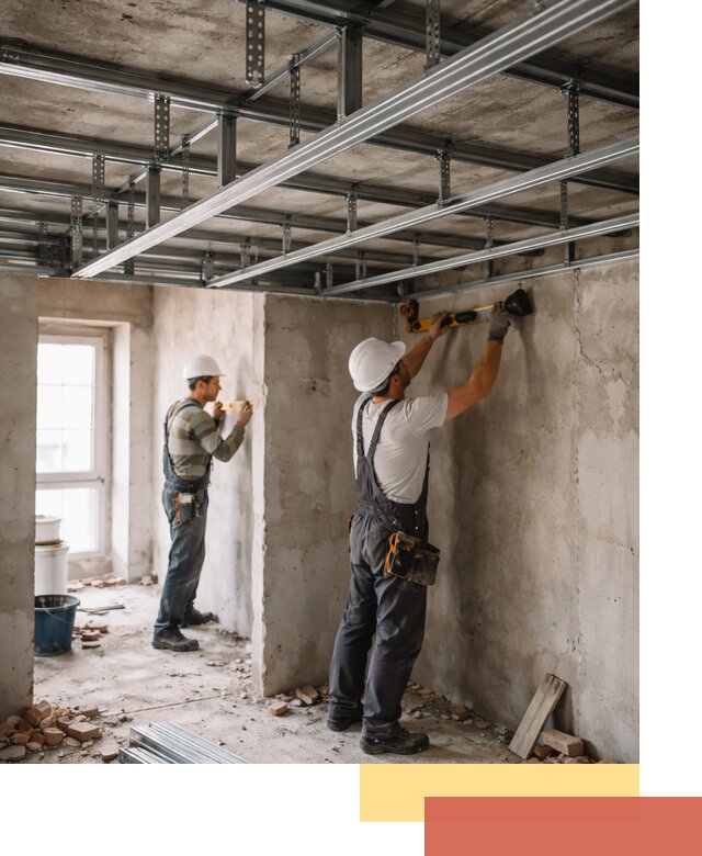 Монтаж каркаса потолка из профильного профиля в Ленинске-Кузнецком