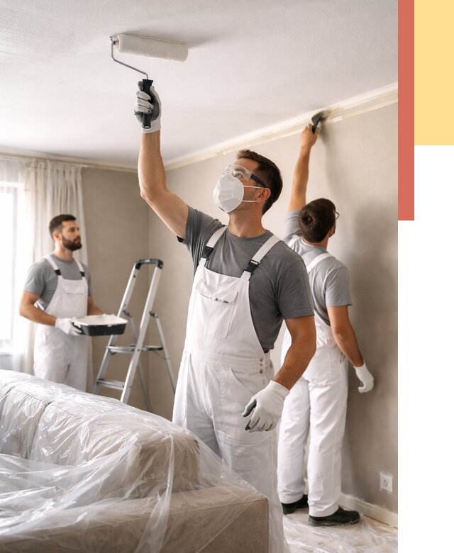 Покраска потолка водоэмельсионной краской в Ленинске-Кузнецком от 2249 руб/м² — услуги под ключ | ОТДЕЛОЧНИК-Лнн