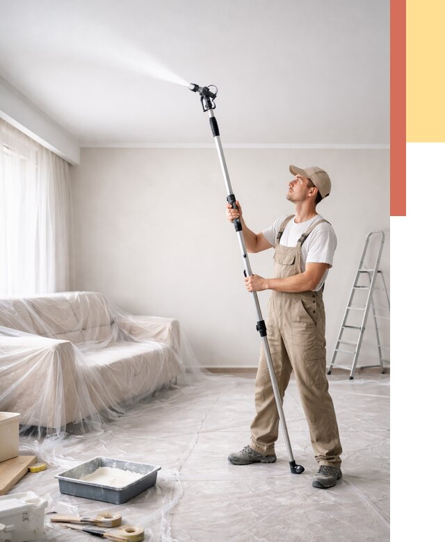 Покраска потолка краскопультом в Ленинске-Кузнецком от 4599 руб. быстро и недорого | ОТДЕЛОЧНИК-Лнн