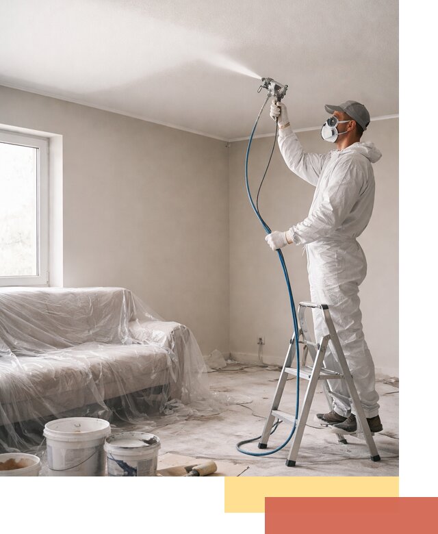 Покраска потолка краскопультом в Ленинске-Кузнецком быстро и качественно