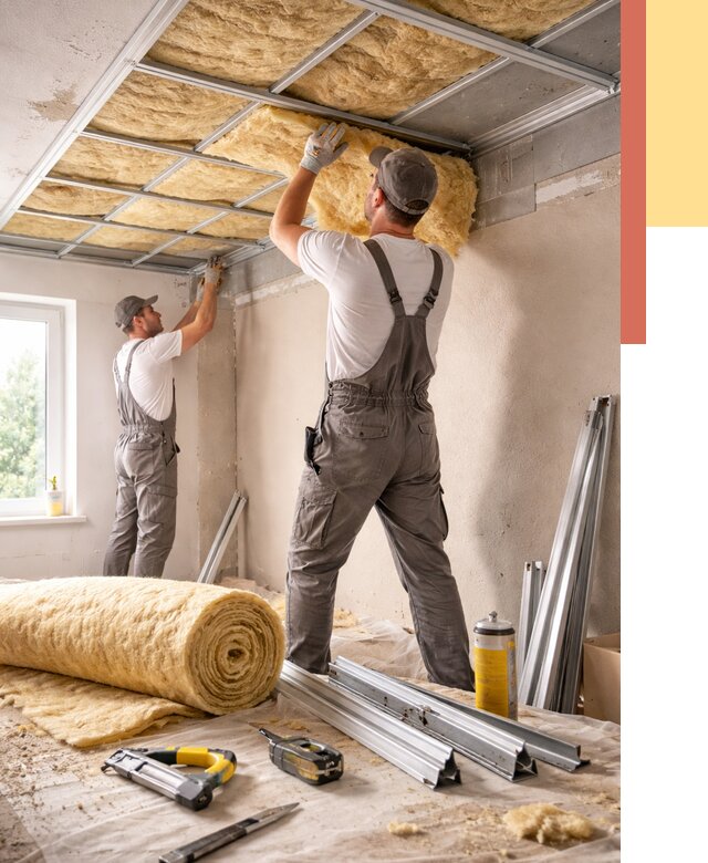 Утепление потолка в Ленинске-Кузнецком от 7359 руб/м2 — недорого, быстро, под ключ | ОТДЕЛОЧНИК-Лнн